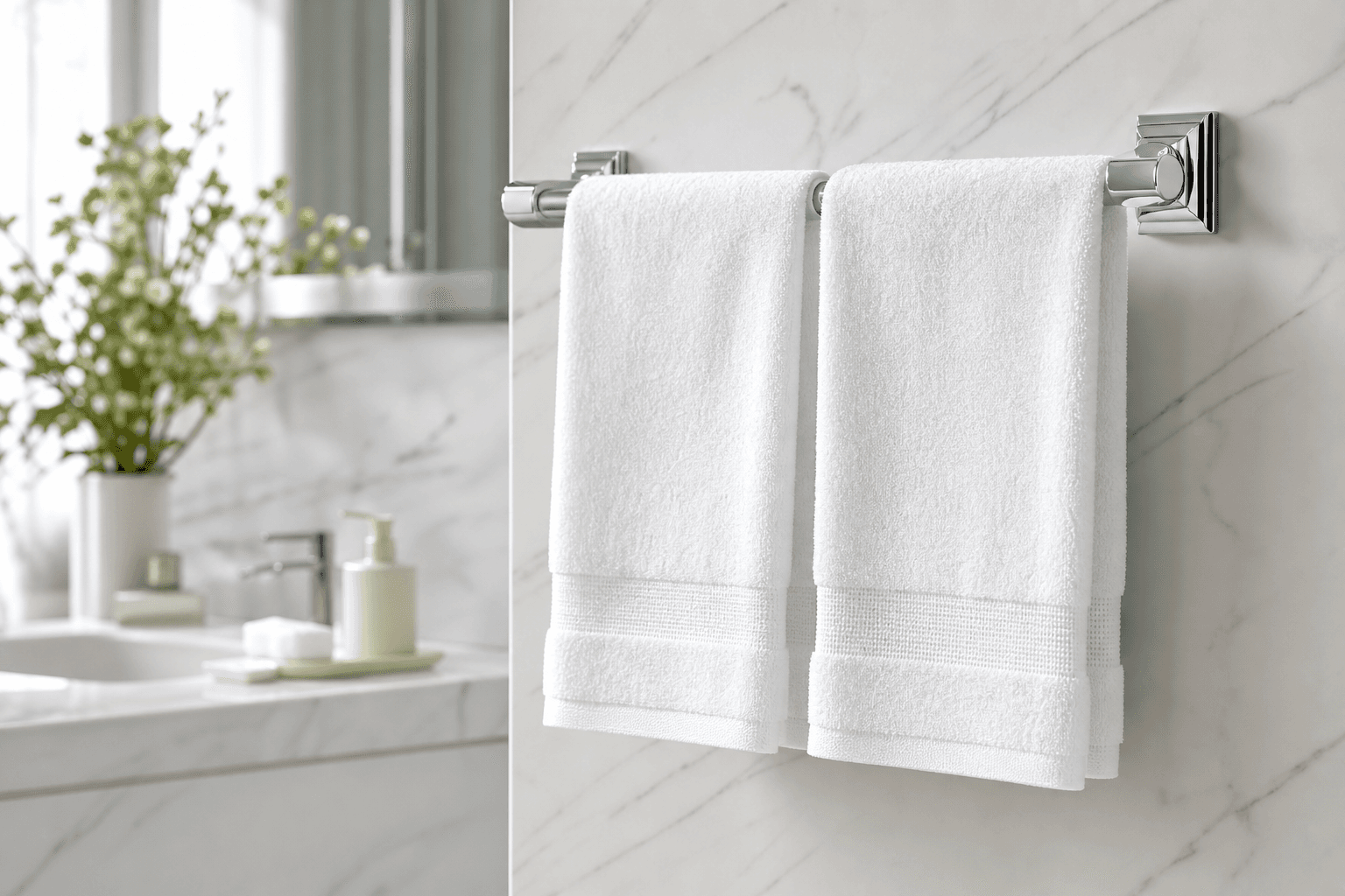 Luxury hand towels on rack