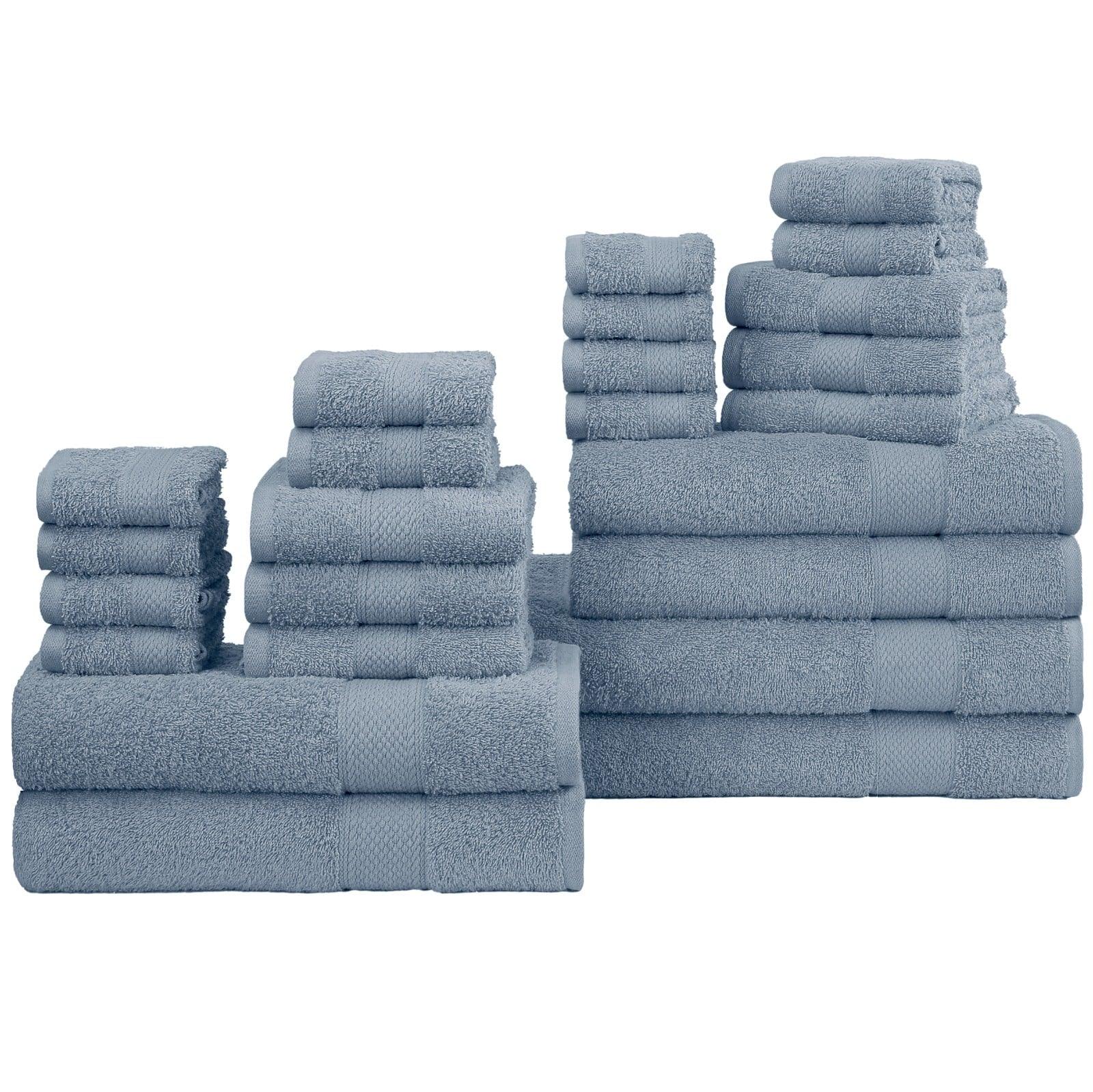 Ice Blue Premium 550 GSM 24 Piece Towel Set- 2 Bath Sheets, 4 Bath Towels, 6 Hand Towels, 4 Tip Towels, 8 Wash Cloths || Made in Canada - Delight Home Solutions