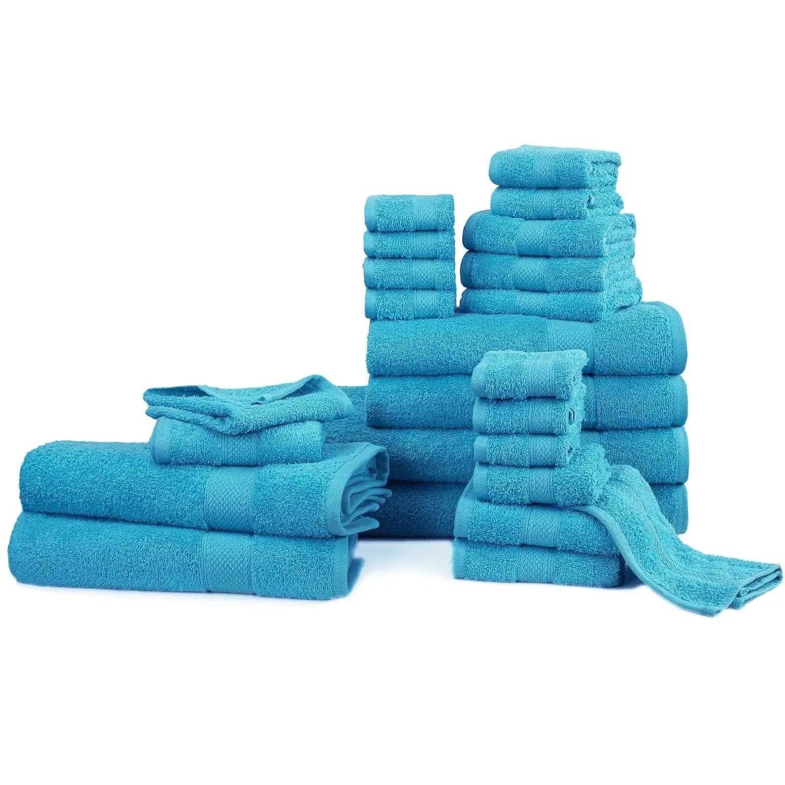 Sea Blue Premium 550 GSM 24 Piece Towel Set- 2 Bath Sheets, 4 Bath Towels, 6 Hand Towels, 4 Tip Towels, 8 Wash Cloths || Made in Canada - Delight Home Solutions