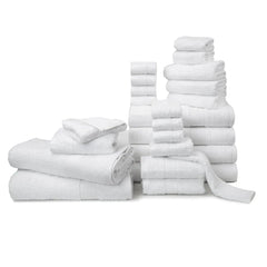 White Premium 550 GSM 24 Piece Towel Set- 2 Bath Sheets, 4 Bath Towels, 6 Hand Towels, 4 Tip Towels, 8 Wash Cloths || Made in Canada - Delight Home Solutions